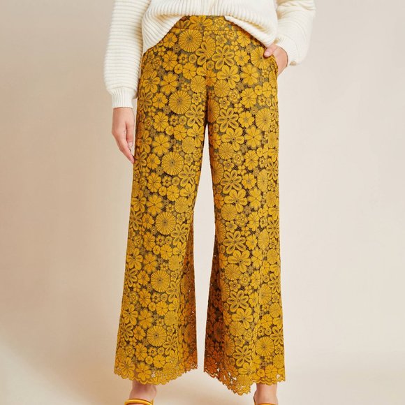 Anthropologie Pants - NWOT Anthropologie Lillia Lace Wide-Leg Pants